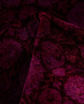 Contemporary Overdyed Wool Hand Knotted Red Runner 2' 7" x 9' 6"