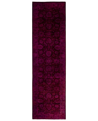 Contemporary Overdyed Wool Hand Knotted Red Runner 2' 7" x 9' 6"