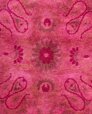 Contemporary Overdyed Wool Hand Knotted Pink Runner 2' 6" x 10' 1"