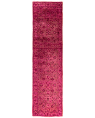 Contemporary Overdyed Wool Hand Knotted Pink Runner 2' 6" x 10' 1"