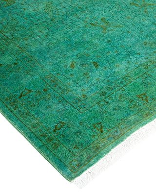 Modern Overdyed Hand Knotted Wool Green Area Rug 3' 3" x 5' 3"