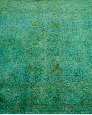Modern Overdyed Hand Knotted Wool Green Area Rug 3' 3" x 5' 3"