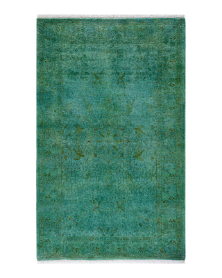 Contemporary Fine Vibrance Green Wool Area Rug 3' 3" x 5' 3"
