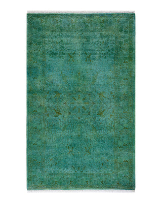 Contemporary Fine Vibrance Green Wool Area Rug 3' 3" x 5' 3"