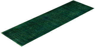 Overdyed One-of-a-Kind Wool Green Runner 2' 7" x 9' 0"