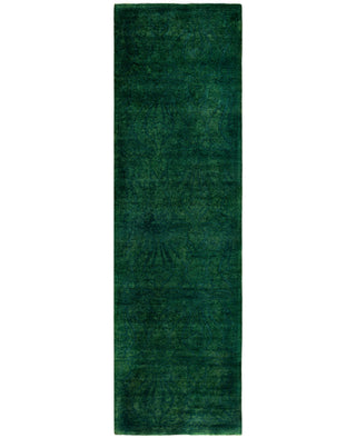 Overdyed One-of-a-Kind Wool Green Runner 2' 7" x 9' 0"