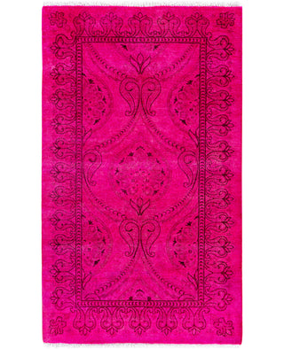 Overdyed One-of-a-Kind Wool Pink Area Rug 2' 8" x 4' 5"