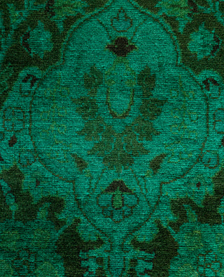 Overdyed Hand-Knotted Wool Modern-Contemporary Green Runner 2' 6" x 12' 3"
