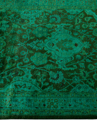 Overdyed Hand-Knotted Wool Modern-Contemporary Green Runner 2' 6" x 12' 3"