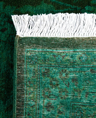Overdyed Hand-Knotted Wool Modern-Contemporary Green Runner 2' 6" x 12' 3"