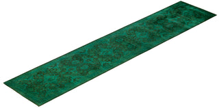 Overdyed Hand-Knotted Wool Modern-Contemporary Green Runner 2' 6" x 12' 3"