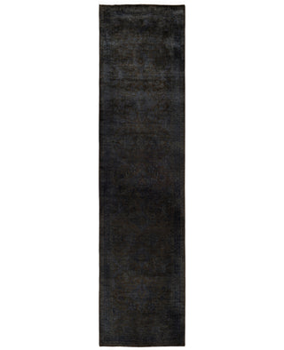 Contemporary Overdyed Wool Hand Knotted Gray Runner 2' 6" x 10' 2"