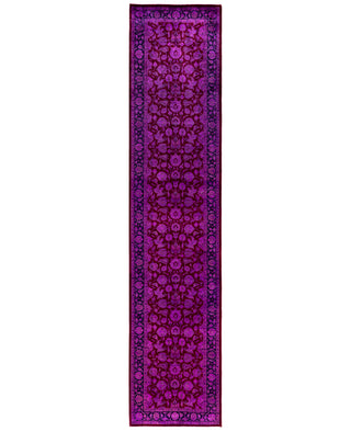 Contemporary Overdyed Wool Hand Knotted Red Runner 2' 7" x 12' 1"