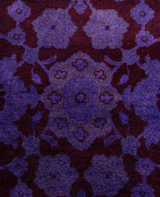 Contemporary Overdyed Wool Hand Knotted Purple Runner 2' 7" x 7' 9"