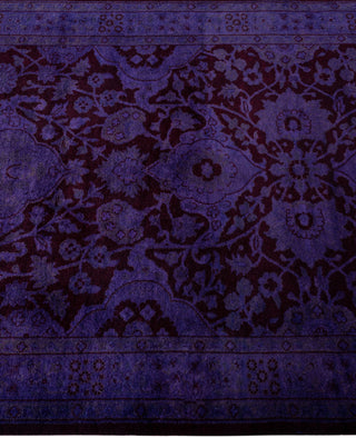 Contemporary Overdyed Wool Hand Knotted Purple Runner 2' 7" x 7' 9"