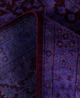 Contemporary Overdyed Wool Hand Knotted Purple Runner 2' 7" x 7' 9"