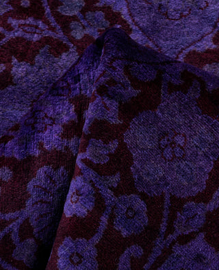 Contemporary Overdyed Wool Hand Knotted Purple Runner 2' 7" x 7' 9"