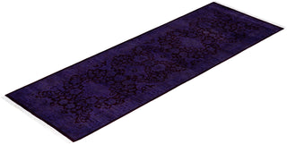 Contemporary Overdyed Wool Hand Knotted Purple Runner 2' 7" x 7' 9"