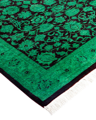 Contemporary Hand-Knotted Overdyed Green Runner 2' 6" x 10' 4"