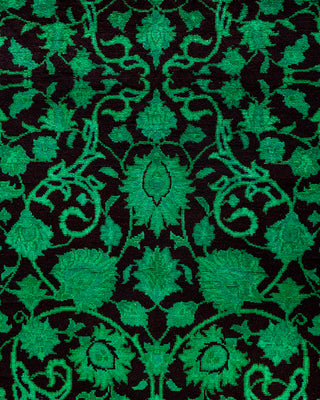 Contemporary Hand-Knotted Overdyed Green Runner 2' 6" x 10' 4"
