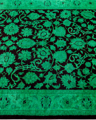 Contemporary Hand-Knotted Overdyed Green Runner 2' 6" x 10' 4"