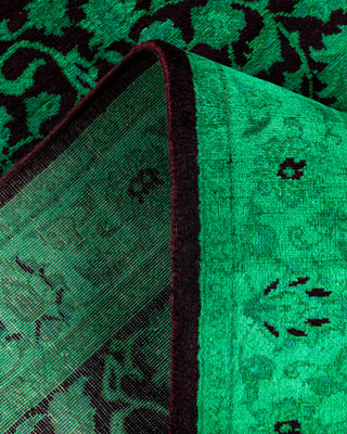 Contemporary Hand-Knotted Overdyed Green Runner 2' 6" x 10' 4"