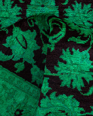 Contemporary Hand-Knotted Overdyed Green Runner 2' 6" x 10' 4"