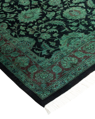 Modern Overdyed Hand Knotted Wool Black Area Rug 3' 2" x 5' 0"