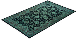 Modern Overdyed Hand Knotted Wool Black Area Rug 3' 2" x 5' 0"