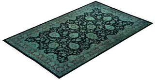 Contemporary Hand Knotted Overdyed Black Area Rug 3' 2" x 5' 0"