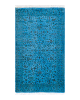 Contemporary Fine Vibrance Blue Wool Area Rug 3' 1" x 5' 4"