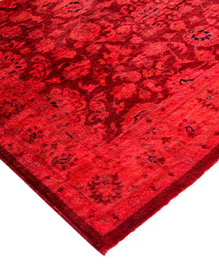 Modern Overdyed Hand Knotted Wool Red Area Rug 3' 1" x 5' 4"
