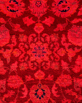 Modern Overdyed Hand Knotted Wool Red Area Rug 3' 1" x 5' 4"