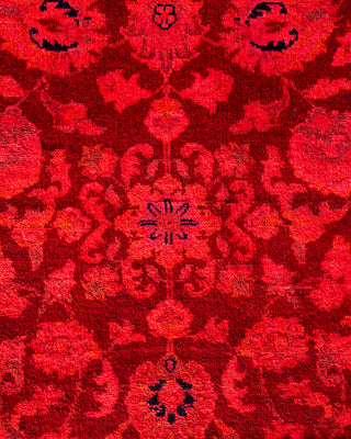 Contemporary Hand-Knotted Overdyed Red Area Rug 3' 1" x 5' 4"