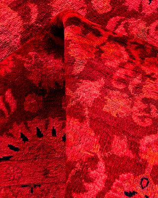 Contemporary Hand-Knotted Overdyed Red Area Rug 3' 1" x 5' 4"