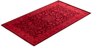 Modern Overdyed Hand Knotted Wool Red Area Rug 3' 1" x 5' 4"