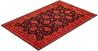 Modern Overdyed Hand Knotted Wool Orange Area Rug 3' 2" x 4' 10"