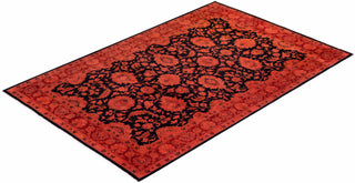 Contemporary Hand-Knotted Overdyed Orange Area Rug 3' 2" x 4' 10"