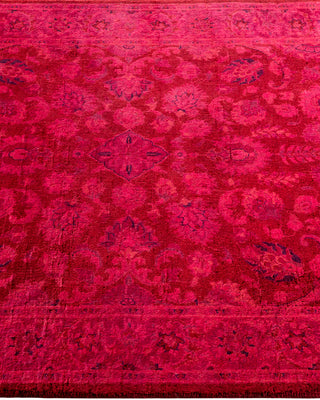 Modern Overdyed Hand Knotted Wool Pink Area Rug 3' 1" x 5' 5"
