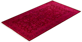 Modern Overdyed Hand Knotted Wool Pink Area Rug 3' 1" x 5' 5"