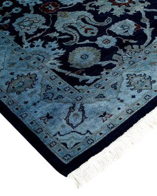 Modern Overdyed Hand Knotted Wool Blue Area Rug 3' 2" x 5' 3"