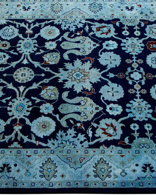 Modern Overdyed Hand Knotted Wool Blue Area Rug 3' 2" x 5' 3"