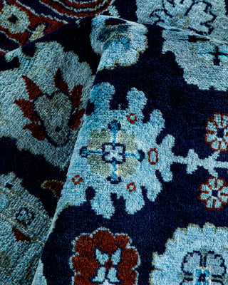 Contemporary Hand-Knotted Overdyed Blue Area Rug 3' 2" x 5' 3"