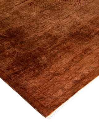Modern Overdyed Hand Knotted Wool Brown Area Rug 9' 3" x 12' 3"