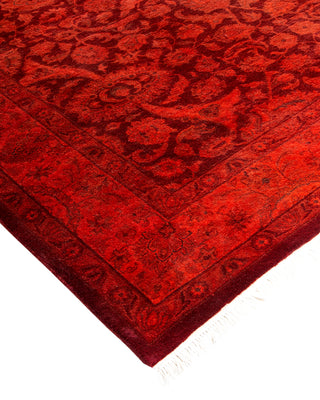 Modern Overdyed Hand Knotted Wool Red Area Rug 4' 3" x 6' 4"