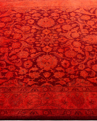 Modern Overdyed Hand Knotted Wool Red Area Rug 4' 3" x 6' 4"