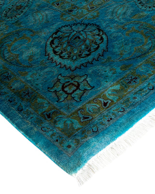 Modern Overdyed Hand Knotted Wool Blue Area Rug 8' 2" x 10' 2"
