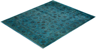 Modern Overdyed Hand Knotted Wool Blue Area Rug 8' 2" x 10' 2"