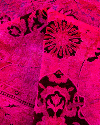 Contemporary Hand-Knotted Overdyed Pink Area Rug 6' 3" x 9' 0"