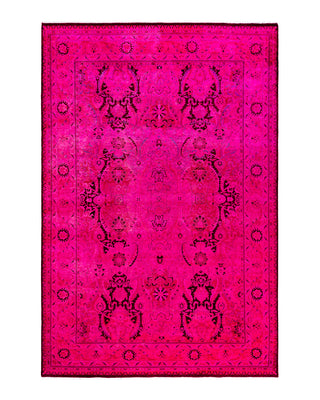 Contemporary Overyed Wool Hand Knotted Pink Area Rug 6' 3" x 9' 0"